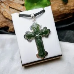 Mặt dây thánh giá Chúa Jesus, ngọc bích Canada, bạc 925 - Ảnh 3