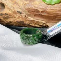 Nhẫn long - phụng ngọc bích Canada, chạm tay thủ công tinh xảo - Hình ảnh 5
