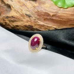 Nhẫn nữ oval đá Ruby Nam Phi, vàng 18k - Ảnh 2