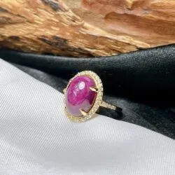 Nhẫn nữ oval đá Ruby Nam Phi, vàng 18k - Ảnh 2