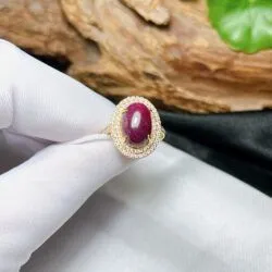 Nhẫn nữ oval đá Ruby Nam Phi, vàng 18k - Ảnh 7
