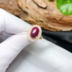 Nhẫn nữ oval đá Ruby Nam Phi, vàng 18k - Ảnh 6