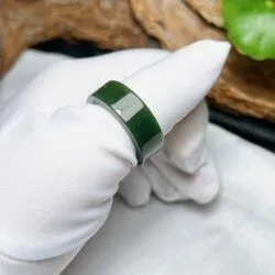Nhẫn vuông Ngọc bích xanh đậm (nước 1), bản 10 ly - Ảnh 10
