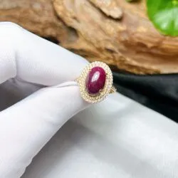 Nhẫn nữ oval đá Ruby Nam Phi, vàng 18k - Ảnh 8