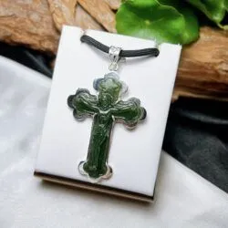 Mặt dây thánh giá Chúa Jesus, ngọc bích Canada, bạc 925 - Ảnh 4