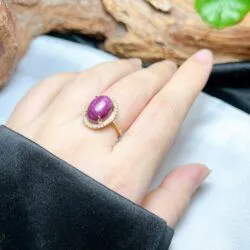 Nhẫn nữ oval đá Ruby Nam Phi, vàng 18k - Ảnh 5
