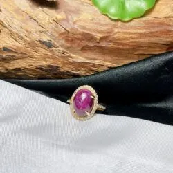 Nhẫn nữ oval đá Ruby Nam Phi, vàng 18k - Ảnh 6