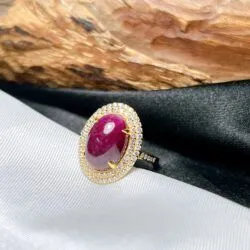 Nhẫn nữ oval đá Ruby Nam Phi, vàng 18k - Ảnh 3