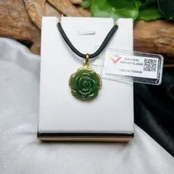 Mặt dây hoa mẫu đơn ngọc bích Canada, vàng 18k - Ảnh 2