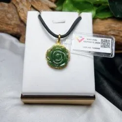 Mặt dây hoa mẫu đơn ngọc bích Canada, vàng 18k
