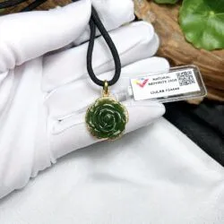 Mặt dây hoa mẫu đơn ngọc bích Canada, vàng 18k - Ảnh 6