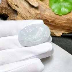 Mặt dây cá chép ngự hoa sen Ngọc cẩm thạch Myanmar - Ảnh 5
