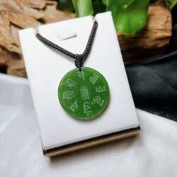 Mặt dây chuyền Ngọc bích khắc “Thần chú phật mẫu chuẩn đề“ - Ảnh 3
