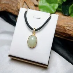 Mặt dây oval ngọc bích Nga, vàng 18k - Hình ảnh 5