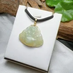 Phật Di Lặc ngọc phỉ thuý hoàng phỉ, vàng 18k - Hình ảnh 4