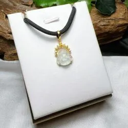Phật Di Lặc baby ngọc phỉ thuý băng chủng Myanmar, vàng 18k - Hình ảnh 5