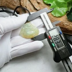 Phật Di Lặc ngọc phỉ thuý hoàng phỉ, vàng 18k - Hình ảnh 3