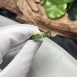 Nhẫn Ngọc bích vuông 6 ly xanh lá, vàng 18k - Ảnh 7