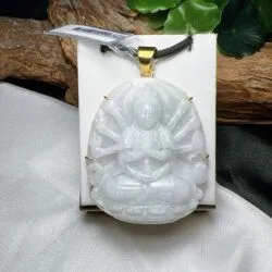 Phật bản mệnh - Thiên thủ thiên nhãn ngọc Cẩm thạch Myanmar, vàng 18k
