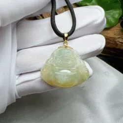 Phật Di Lặc ngọc phỉ thuý hoàng phỉ, vàng 18k - Hình ảnh 6