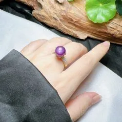 Nhẫn trái châu đá Ruby sao thiên nhiên, vàng 18k - Ảnh 5