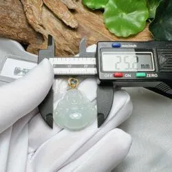 Phật Di Lặc ngọc phỉ thuý băng chủng, kim cương thiên nhiên, vàng 18k - Hình ảnh 7