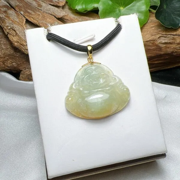Phật Di Lặc ngọc phỉ thuý hoàng phỉ, vàng 18k