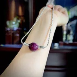 Dây chuyền trái châu Ruby Nam Phi mài giác, bạc 925 - Ảnh 3