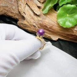 Nhẫn trái châu đá Ruby sao thiên nhiên, vàng 18k - Ảnh 7