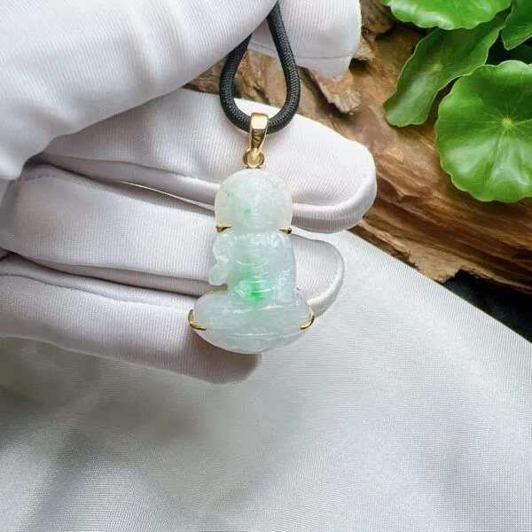 A Di Đà phật ngọc Phỉ thuý Myanmar, vàng 18k
