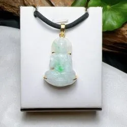 A Di Đà phật ngọc Phỉ thuý Myanmar, vàng 18k