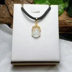 Phật Di Lặc baby ngọc phỉ thuý băng chủng Myanmar, vàng 18k