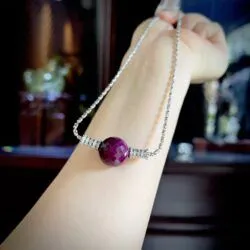 Dây chuyền trái châu Ruby Nam Phi mài giác, bạc 925 - Ảnh 2