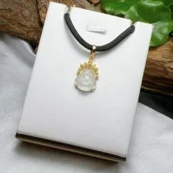 Phật Di Lặc baby ngọc phỉ thuý băng chủng Myanmar, vàng 18k - Hình ảnh 4