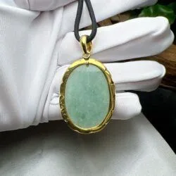 Mặt dây Đức mẹ Maria ngọc cẩm thạch Myanmar, vàng 18k - Hình ảnh 5