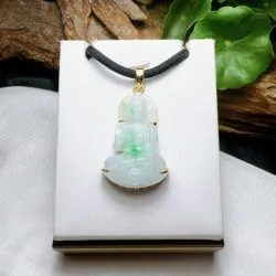 A Di Đà phật ngọc Phỉ thuý Myanmar, vàng 18k - Hình ảnh 6