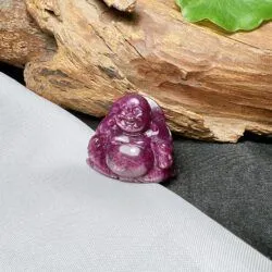 Phật Di Lặc đá quý Ruby Nam Phi, chạm khắc thủ công - Ảnh 2