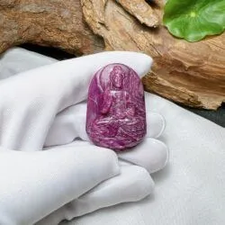 A Di Đà phật đá quý Ruby Nam Phi, chạm khắc tinh xảo - Ảnh 5