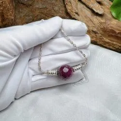 Dây chuyền trái châu Ruby Nam Phi mài giác, bạc 925 - Ảnh 7