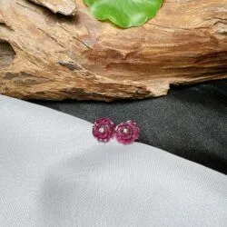 Khuyên tai hoa mẫu đơn đá quý Ruby Nam Phi, vàng 18k - Ảnh 6
