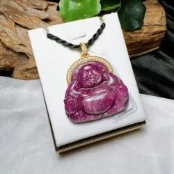 Phật Di Lặc đá quý Ruby Nam Phi, vàng 18k - Ảnh 4
