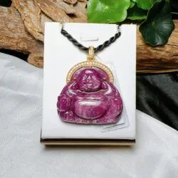 Phật Di Lặc đá quý Ruby Nam Phi, vàng 18k