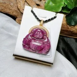 Phật Di Lặc đá quý Ruby Nam Phi, vàng 18k - Ảnh 5
