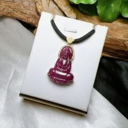 Phật Quán thế âm bồ tát đá Ruby Nam Phi, vàng 18k - Ảnh 3