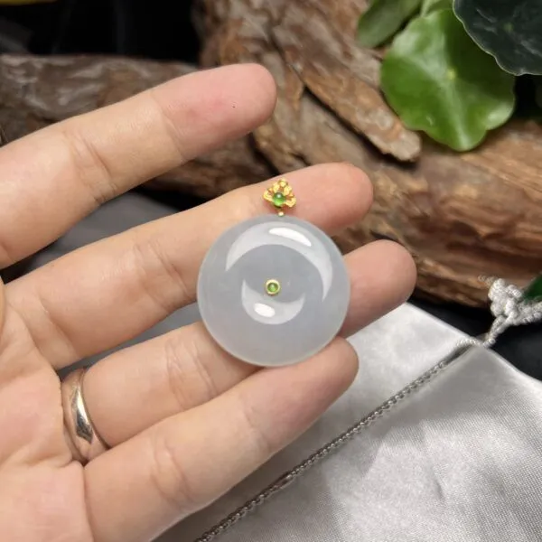 Mặt dây Đồng điếu ngọc Phỉ thuý Myanmar, vàng 18k