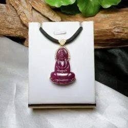 Phật Quán thế âm bồ tát đá Ruby Nam Phi, vàng 18k - Ảnh 4