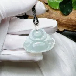 Phật Di Lặc ngọc Phỉ thuý băng chủng Myanmar, vàng 18k - Ảnh 8