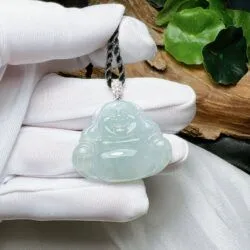 Phật Di Lặc ngọc Phỉ thuý băng chủng Myanmar, vàng 18k - Ảnh 7