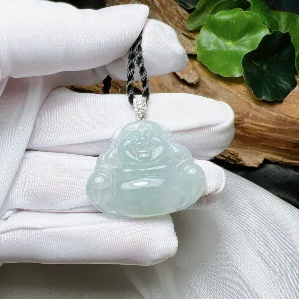 Phật Di Lặc ngọc Phỉ thuý băng chủng Myanmar, vàng 18k