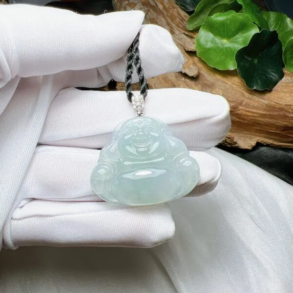 Phật Di Lặc ngọc Phỉ thuý băng chủng Myanmar, vàng 18k